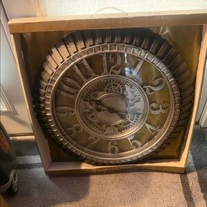 Industrial Gear Wall Clock - Silver and Black
